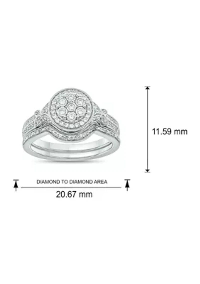 1/3 ct. t.w. Diamond Miracle Plate Bridal Ring Sterling Silver
