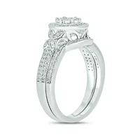 1/3 ct. t.w. Diamond Miracle Plate Bridal Ring Sterling Silver