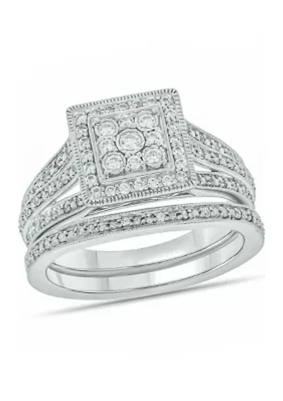 1/3 ct. t.w. Diamond Miracle Plate Bridal Ring Sterling Silver