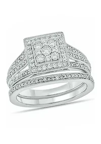 1/3 ct. t.w. Diamond Miracle Plate Bridal Ring Sterling Silver