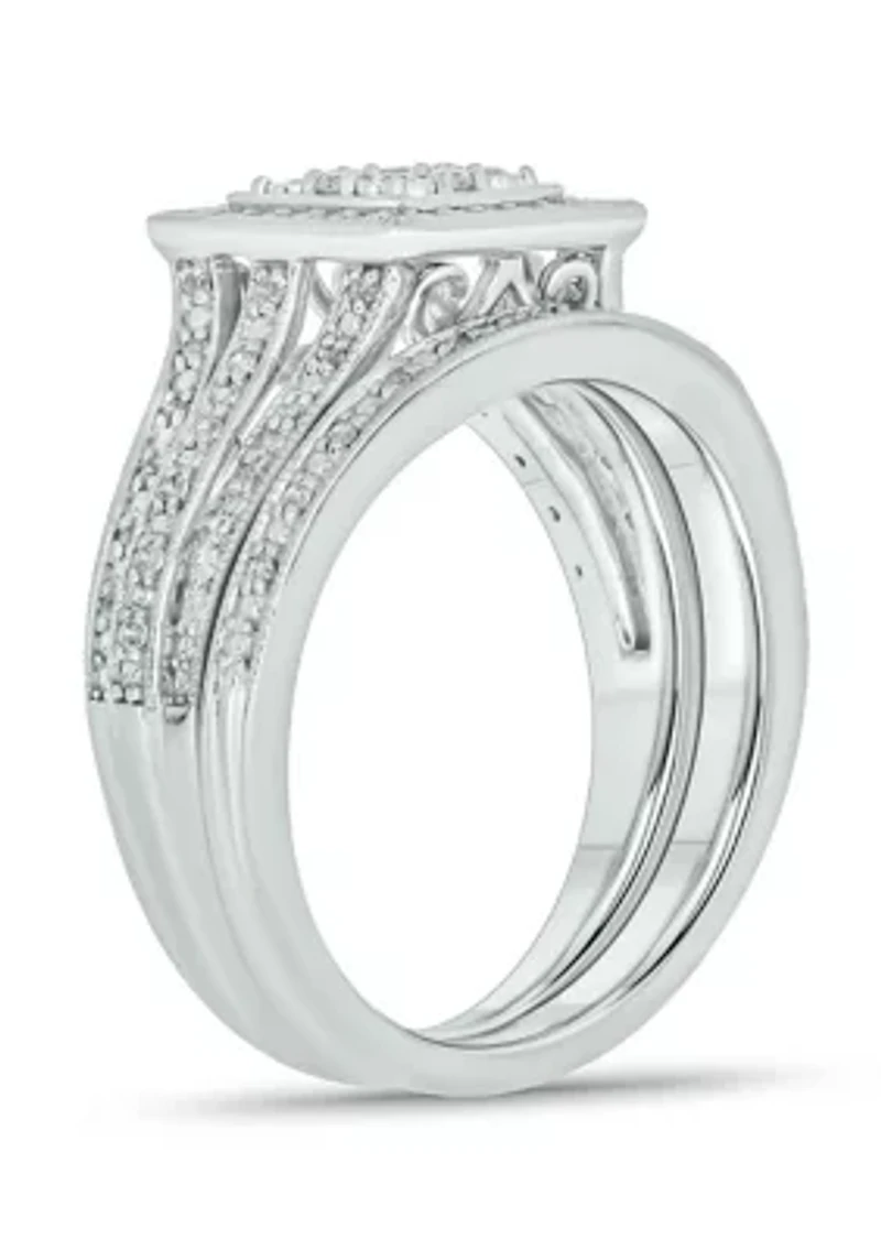 1/3 ct. t.w. Diamond Miracle Plate Bridal Ring Sterling Silver