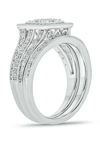1/3 ct. t.w. Diamond Miracle Plate Bridal Ring Sterling Silver