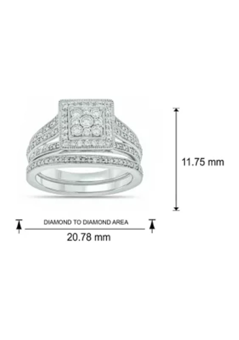 1/3 ct. t.w. Diamond Miracle Plate Bridal Ring Sterling Silver