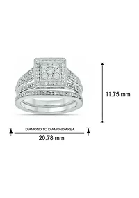 1/3 ct. t.w. Diamond Miracle Plate Bridal Ring Sterling Silver