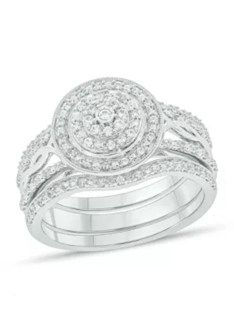 1/3 ct. t.w. Diamond Miracle Plate Bridal Ring Sterling Silver