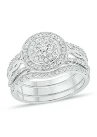 1/3 ct. t.w. Diamond Miracle Plate Bridal Ring Sterling Silver