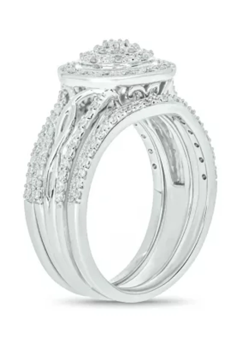 1/3 ct. t.w. Diamond Miracle Plate Bridal Ring Sterling Silver