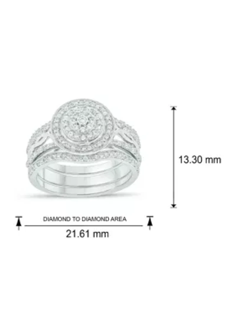 1/3 ct. t.w. Diamond Miracle Plate Bridal Ring Sterling Silver