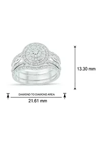 1/3 ct. t.w. Diamond Miracle Plate Bridal Ring Sterling Silver