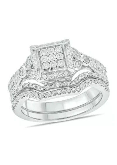 1/3 ct. t.w. Diamond Miracle Plate Bridal Ring Sterling Silver