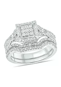 1/3 ct. t.w. Diamond Miracle Plate Bridal Ring Sterling Silver