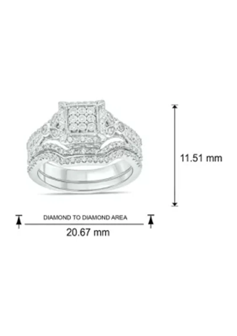1/3 ct. t.w. Diamond Miracle Plate Bridal Ring Sterling Silver