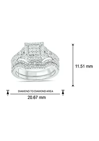 1/3 ct. t.w. Diamond Miracle Plate Bridal Ring Sterling Silver