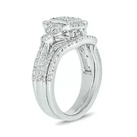 1/3 ct. t.w. Diamond Miracle Plate Bridal Ring Sterling Silver