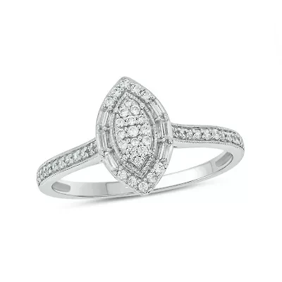 1/4 ct. t.w. Diamond Marquise Shape Promise Ring Sterling Silver
