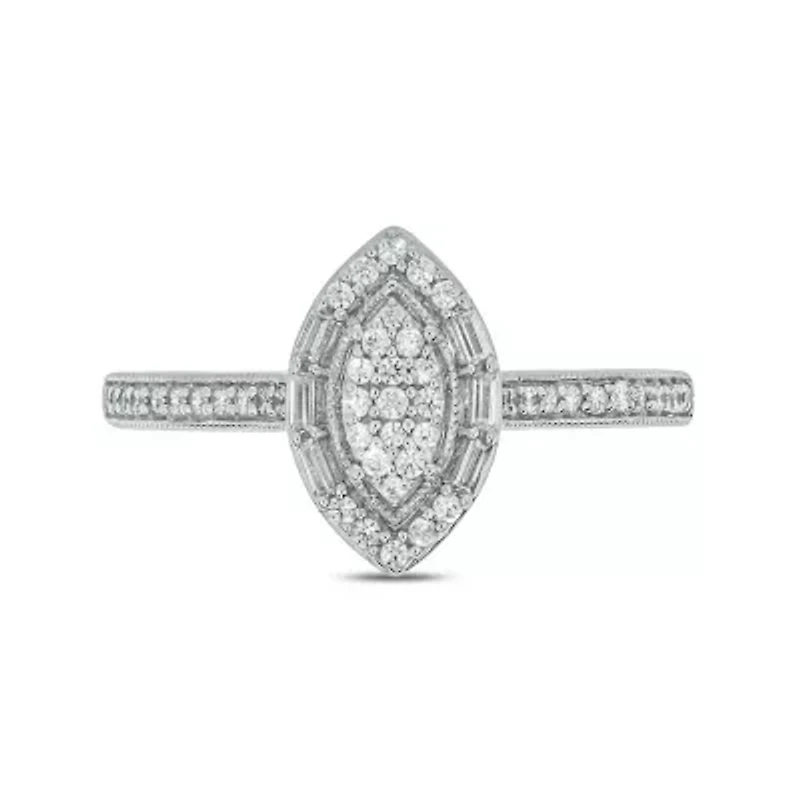 1/4 ct. t.w. Diamond Marquise Shape Promise Ring Sterling Silver