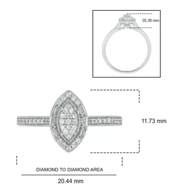 1/4 ct. t.w. Diamond Marquise Shape Promise Ring Sterling Silver