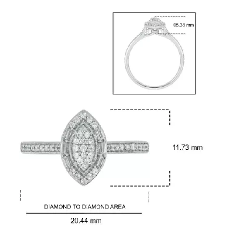 1/4 ct. t.w. Diamond Marquise Shape Promise Ring Sterling Silver