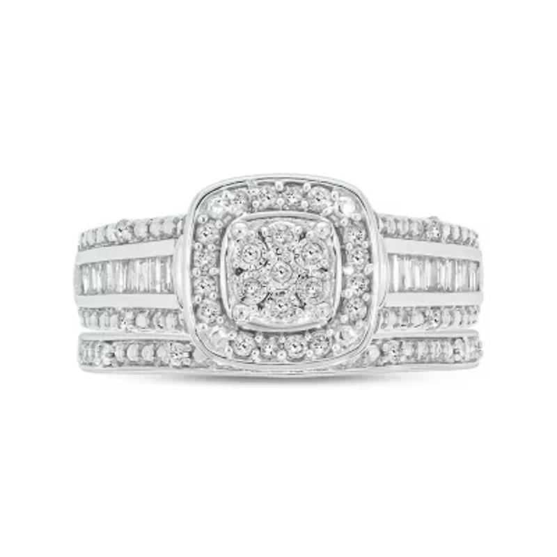 1/3 ct. t.w. Diamond Miracle Plate Bridal Ring Sterling Silver