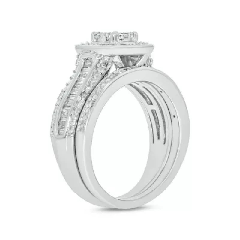 1/3 ct. t.w. Diamond Miracle Plate Bridal Ring Sterling Silver