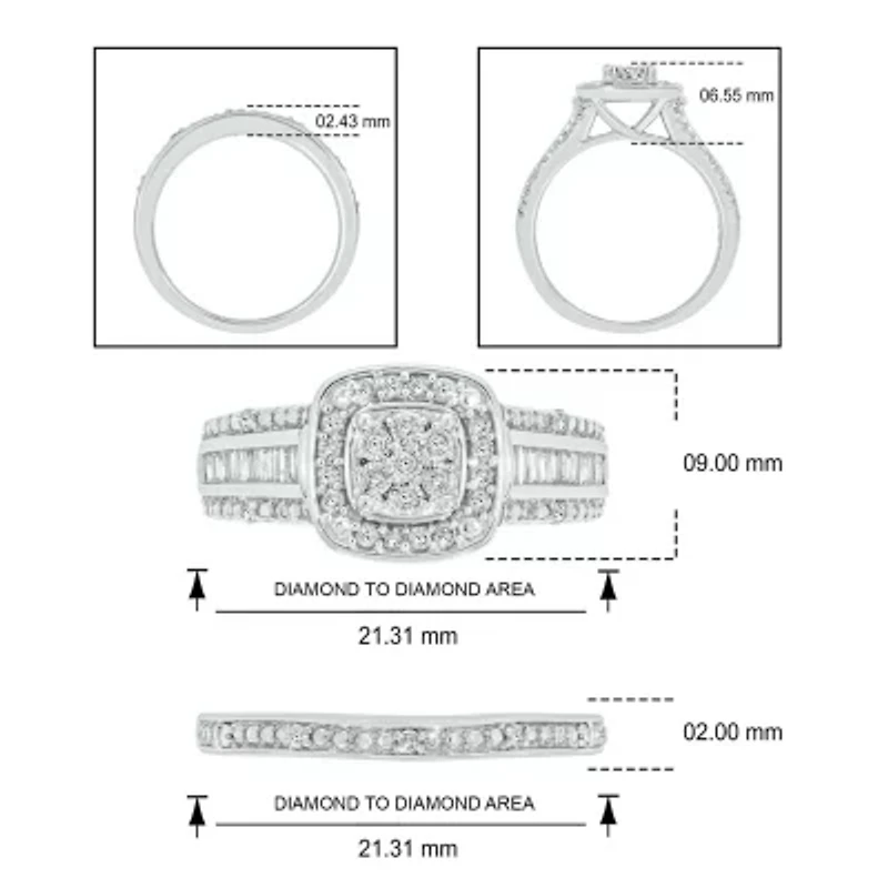 1/3 ct. t.w. Diamond Miracle Plate Bridal Ring Sterling Silver