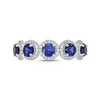 1/3 ct. t.w. Diamond and 1.60 Created Blue Sapphire Multi Stone Ring Sterling Silver