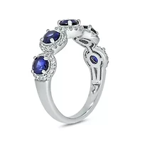 1/3 ct. t.w. Diamond and 1.60 Created Blue Sapphire Multi Stone Ring Sterling Silver