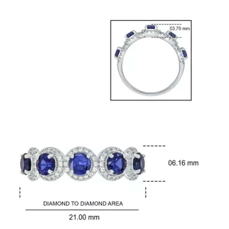 1/3 ct. t.w. Diamond and 1.60 Created Blue Sapphire Multi Stone Ring Sterling Silver
