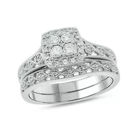 1/ ct. t.w. Diamond Miracle Plate Bridal Ring Sterling Silver
