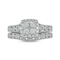 1/ ct. t.w. Diamond Miracle Plate Bridal Ring Sterling Silver