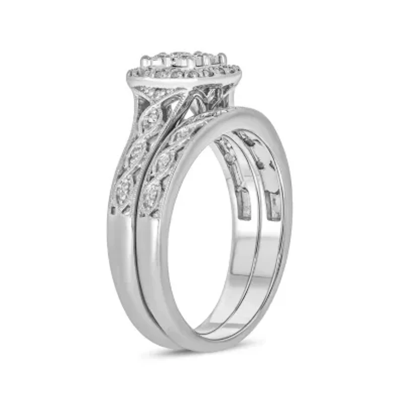 1/ ct. t.w. Diamond Miracle Plate Bridal Ring Sterling Silver