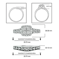 1/ ct. t.w. Diamond Miracle Plate Bridal Ring Sterling Silver