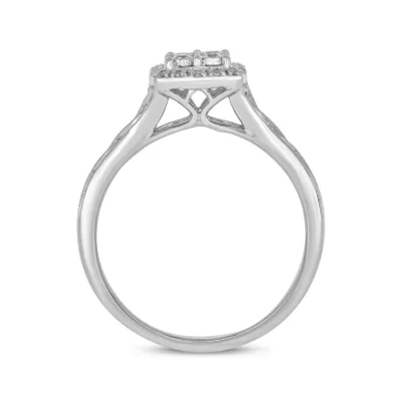 1/ ct. t.w. Diamond Miracle Plate Bridal Ring Sterling Silver