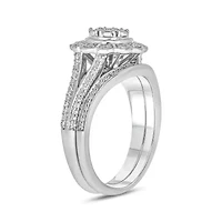 1/4 ct. t.w. Diamond Flower Bridal Ring Sterling Silver