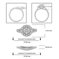 1/4 ct. t.w. Diamond Flower Bridal Ring Sterling Silver