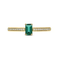 1/10 ct. t.w. Diamond and 1/4 Created Emerald Promise Ring 10K Yellow Gold
