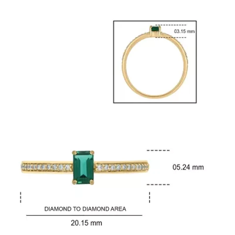 1/10 ct. t.w. Diamond and 1/4 Created Emerald Promise Ring 10K Yellow Gold