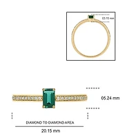 1/10 ct. t.w. Diamond and 1/4 Created Emerald Promise Ring 10K Yellow Gold