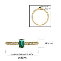 1/10 ct. t.w. Diamond and 1/4 Created Emerald Promise Ring 10K Yellow Gold
