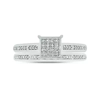 1/4 ct. t.w. Diamond Square Bridal Ring Sterling Silver