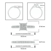 1/4 ct. t.w. Diamond Square Bridal Ring Sterling Silver