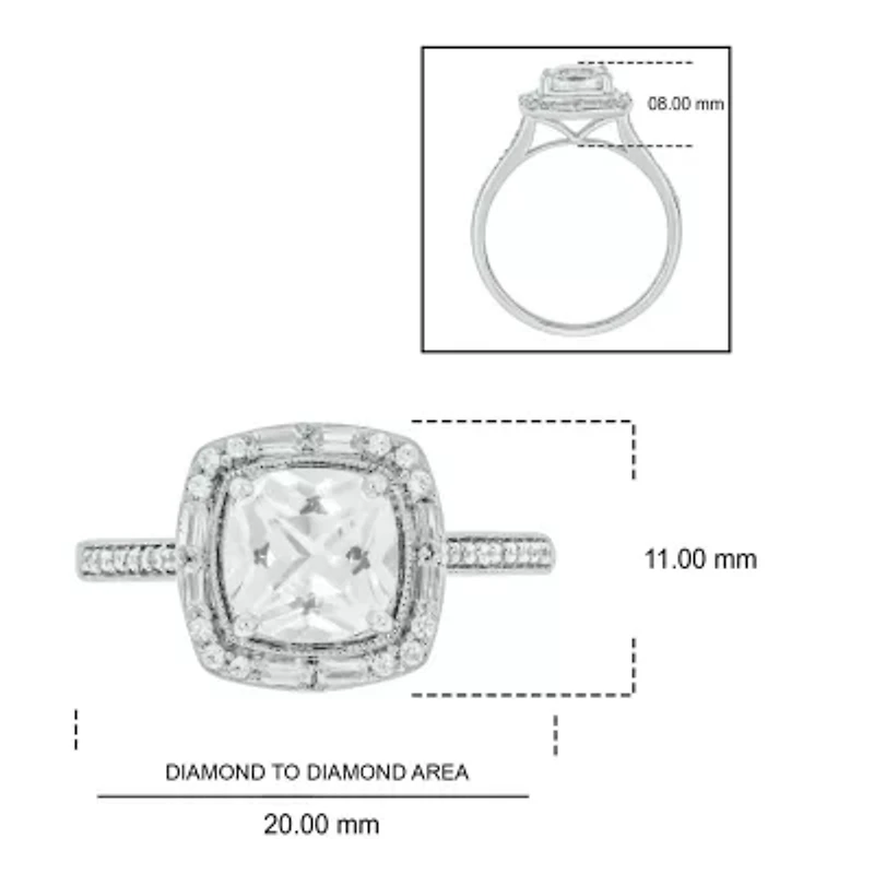 1/5 ct. t.w. Diamond and 1.80 Created White Sapphire Ring Streling Silver