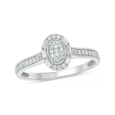 1/4 ct. t.w. Diamond Oval Promise Ring Sterling Silver