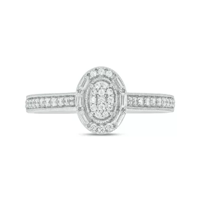 1/4 ct. t.w. Diamond Oval Promise Ring Sterling Silver