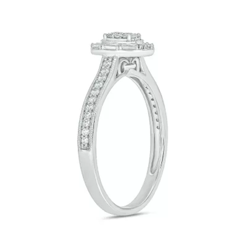 1/4 ct. t.w. Diamond Oval Promise Ring Sterling Silver