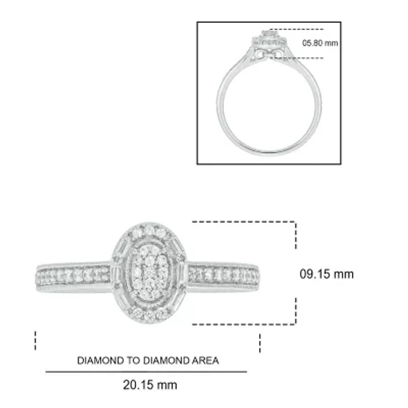 1/4 ct. t.w. Diamond Oval Promise Ring Sterling Silver