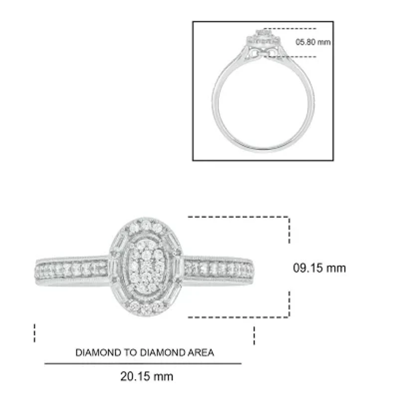 1/4 ct. t.w. Diamond Oval Promise Ring Sterling Silver