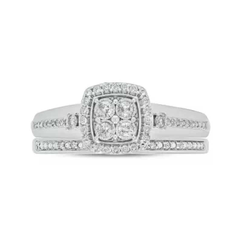 1/3 ct. t.w. Diamond Miracle Plate Bridal Ring Sterling Silver