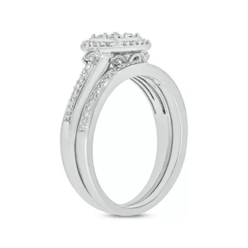 1/3 ct. t.w. Diamond Miracle Plate Bridal Ring Sterling Silver