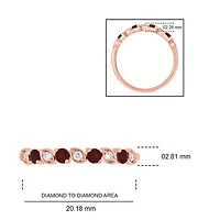 1/10 ct. t.w. Diamond and Natural Ruby Color Stone Anniversary Band 10K Rose Gold